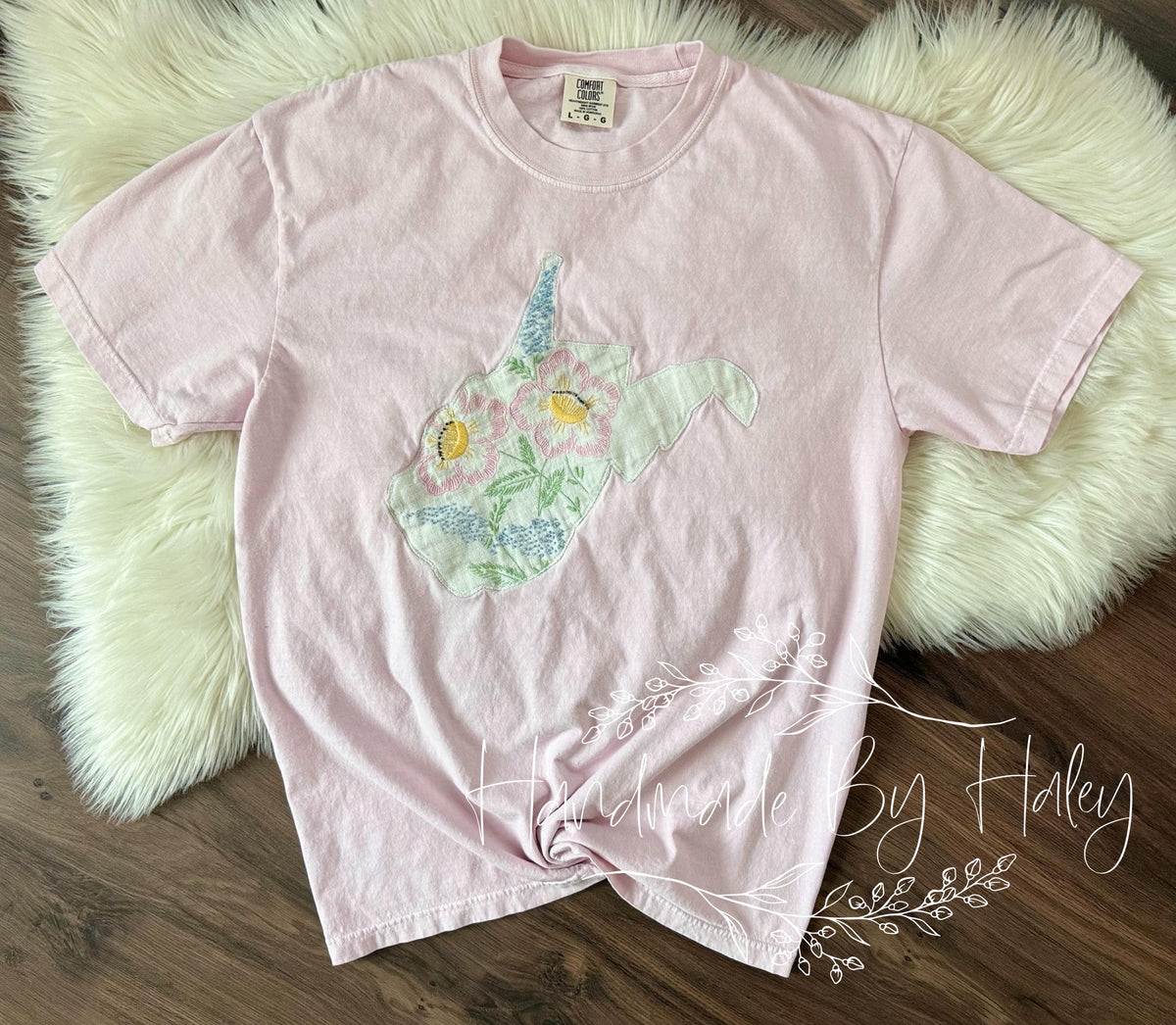 Large Floral Embroidered West Virginia T-Shirt