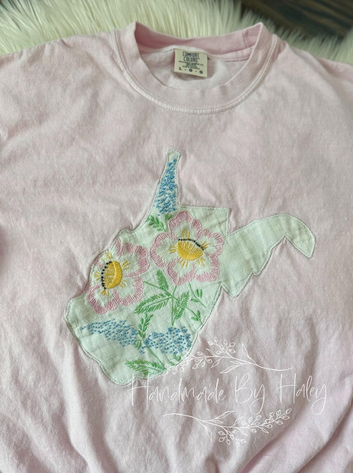 Large Floral Embroidered West Virginia T-Shirt