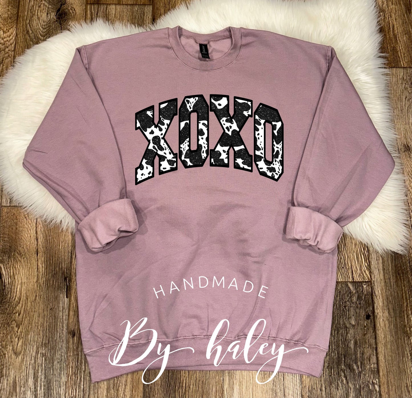 Cow Hide XOXO Crewneck