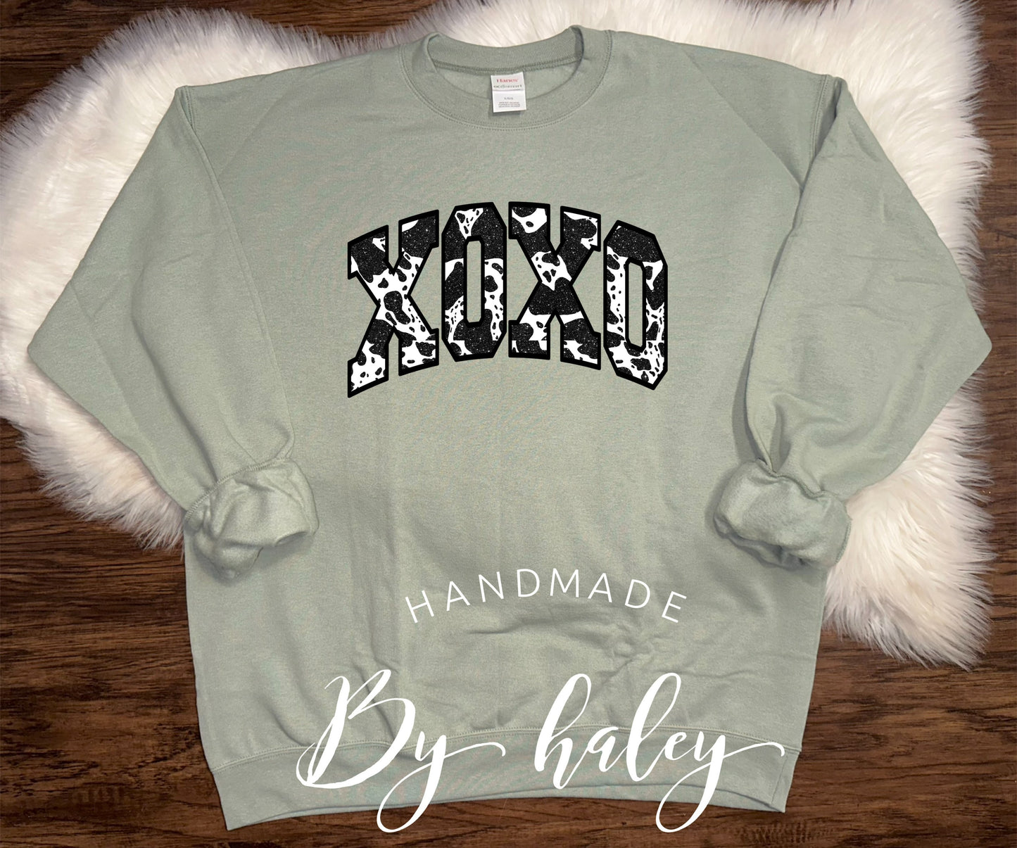 Cow Hide XOXO Crewneck