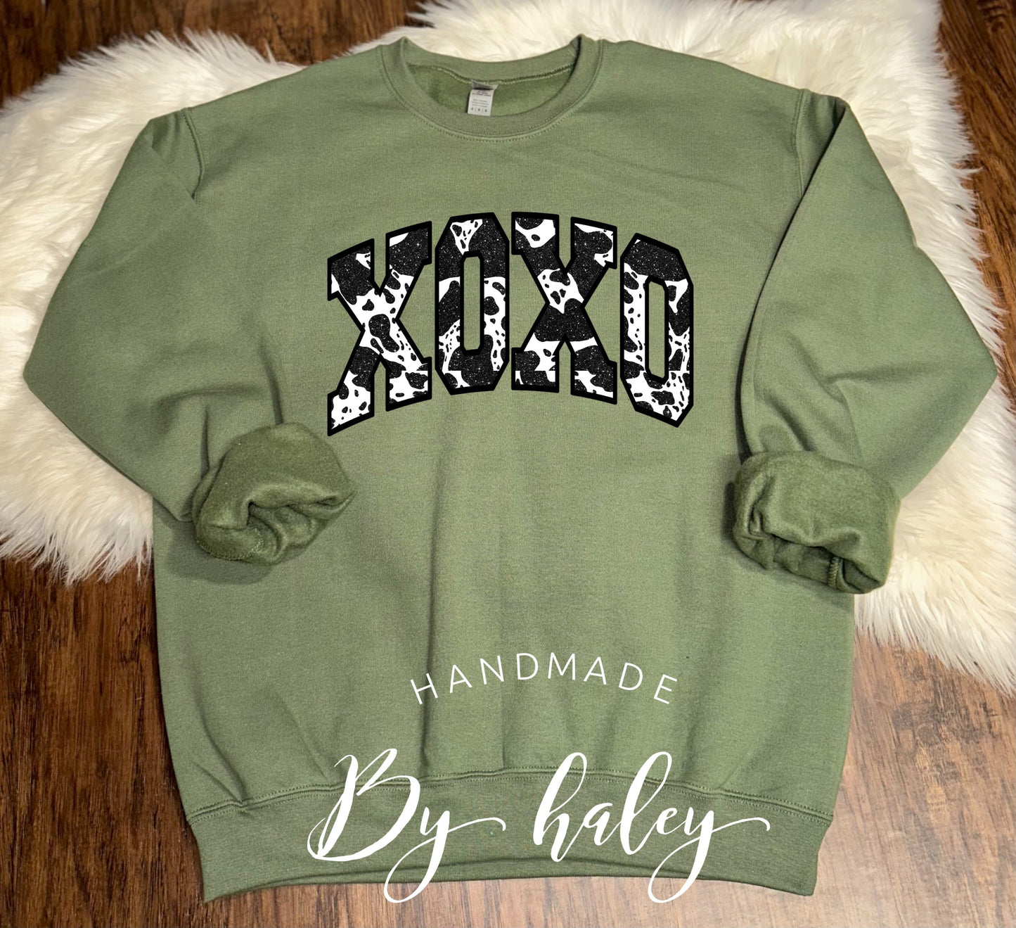 Cow Hide XOXO Crewneck