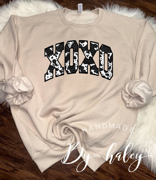 Cow Hide XOXO Crewneck