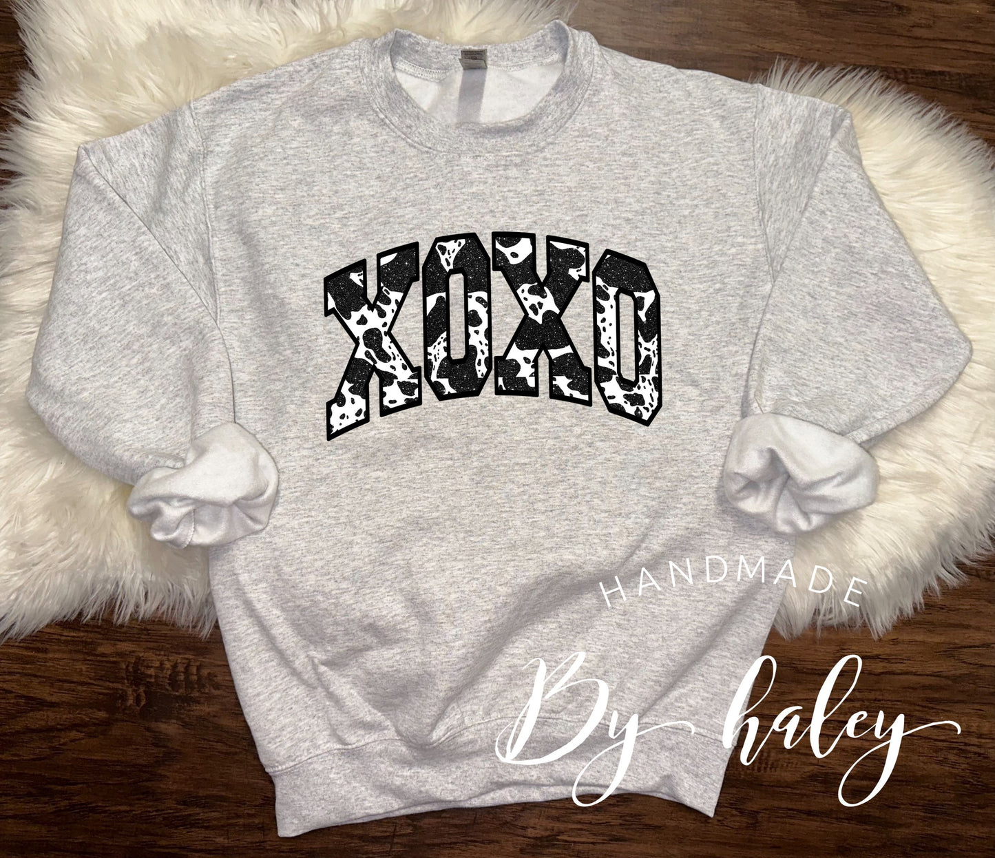 Cow Hide XOXO Crewneck